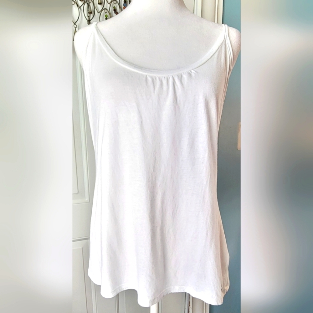 Hang Ten Tank Womens XL White Racerback Spaghetti Straps w/ Keyhole Soft Cotton